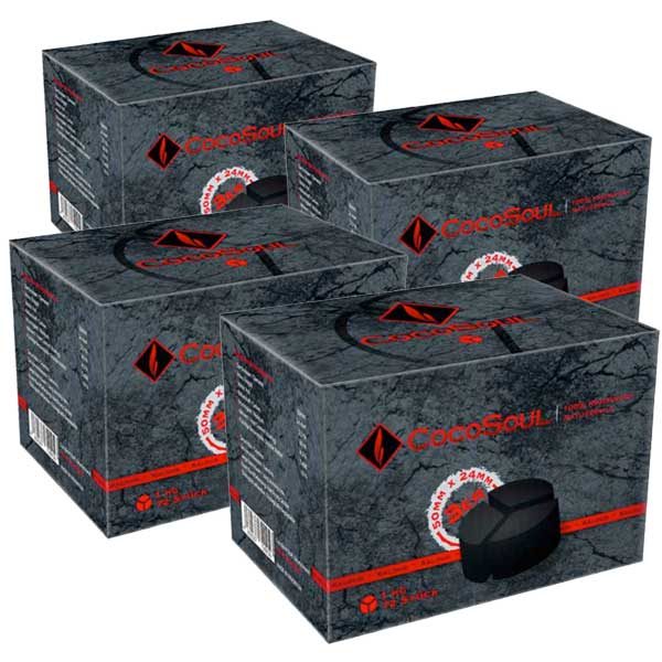 CocoSoul® 3er - Naturkohle Runde oder Kaloud aus Kokonussschalen - 4x 1 kg