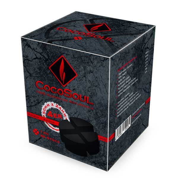 CocoSoul® 4er - Naturkohle Runde oder Kaloud aus Kokonussschalen - 1 kg