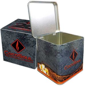 CocoSoul® Kohlebox für 1kg Naturkohle + 1 kg CocoSoul® 26er Naturkohle Cubes aus Kokonussschalen