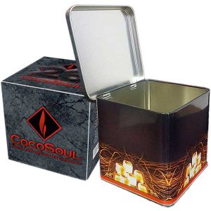 Kohlebox für 1kg Naturkohle + 1 kg CocoSoul® 26er Naturkohle Cubes aus Kokonussschalen